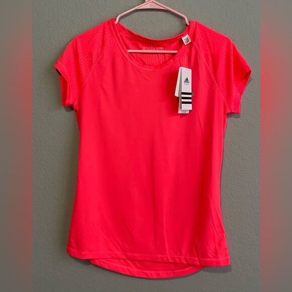 NWT Adidas ClimaLite Top neon coral size medium womens shirt - Picture 2 of 5
